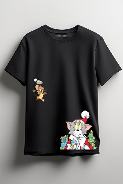 Merch&ice Tricou unisex de Crăciun cu pisică și șoarece