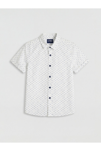 LC Waikiki White Short Sleeve Patterned Boy's Shirt