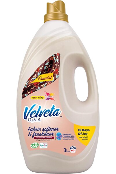Velveta Oriental Fabric Softener and Freshener, 3L, 15 Days of Joy, 60 Loads