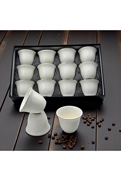 cc bin shihon Royal porcelain coffee cups, white with silver trim, 12-piece c...