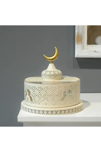 Generic Luxury Ramadan Serving Plate with Crescent Lighting and Elegant Islam...