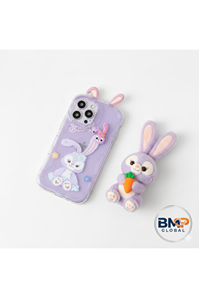 BMP MARKET İphone 13/14 Uyumlu 3D Kabartmalı Mor Tavşan Sert Silikon Kenarlı ...