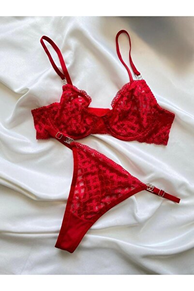 Velvet noir Dantelli Bralet Takım