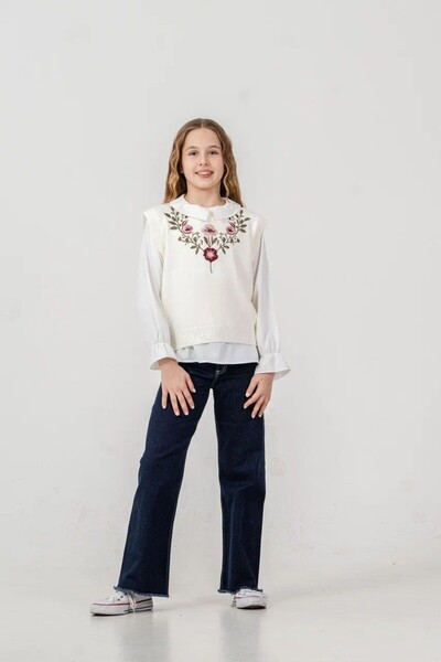MİNİKO KİDS Girls' Knitwear Suit with Sweater and Denim Pants