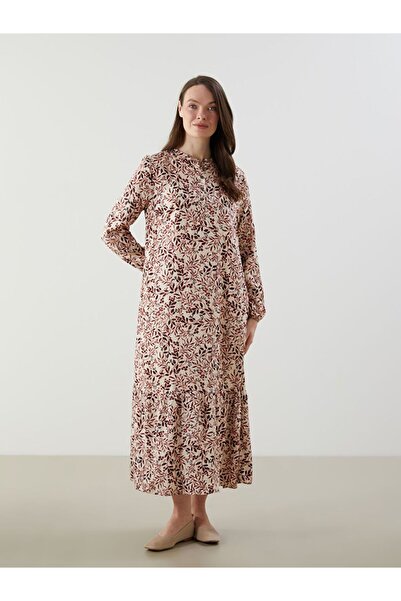 LC Waikiki Lcw Grace Red Crew Neck Floral Dress