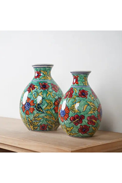 Generic مزهرية خزفية مزينة بألوان زاهية