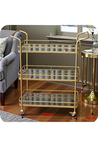 DEC39 Luxury three-tiered glass serving trolley