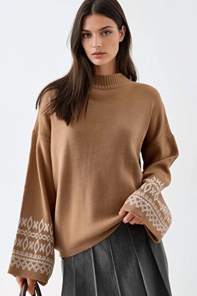 Hiccup My Fashion Crew Neck Jacquard Knit Sweater