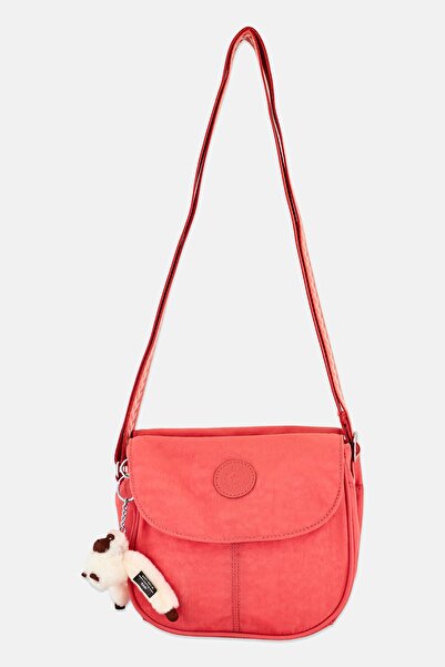 Kipling Women Brand Logo Shoulder Bag With Keychain , Peach