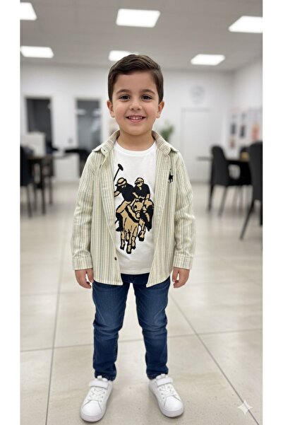 ZEYBABY Cămașă de sărbătoare, tricou, pantaloni blugi, set de 3 piese pentru ...