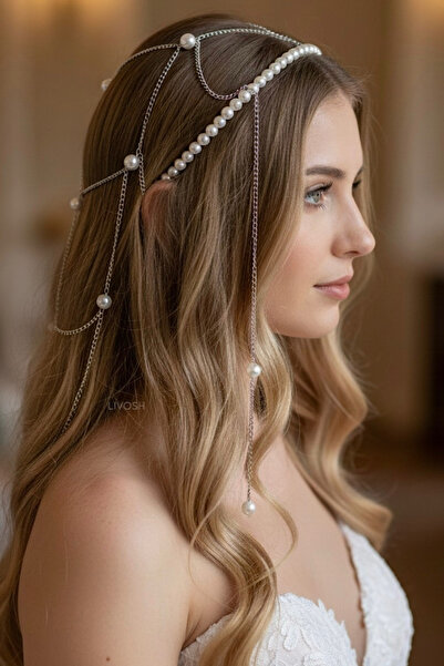 LIVOSH ACCESORII DE PĂR CU PERLE, TĂRĂȘĂ DE MIREASĂ, TĂRĂȘĂ DE NUNTĂ