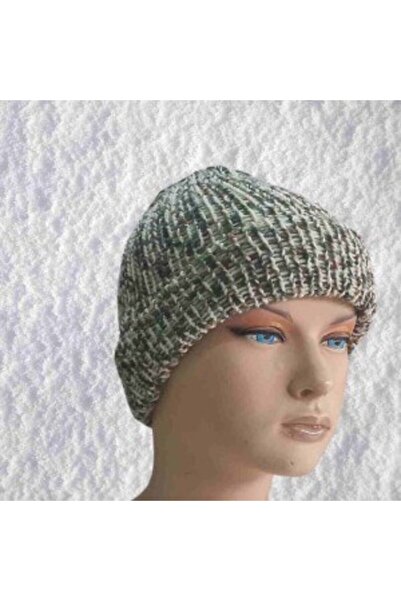 Generic Brand Hand-knitted warm winter beanie in a cozy blend of natural wool...