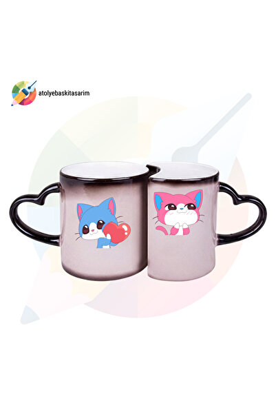 CERCİBAZAAR Magic Mug for Couples - Heat Changing Romantic Design, Special fo...