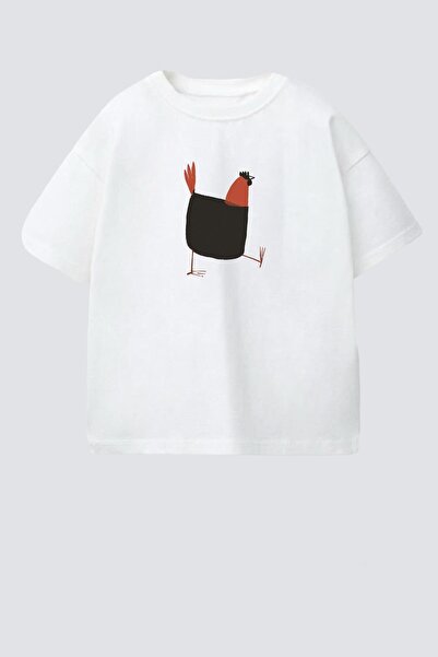 Monila Унисекс детска памучна тениска с щампа с кръгло деколте