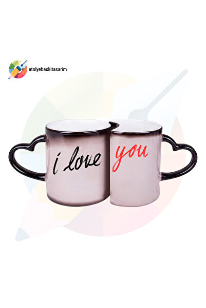 CERCİBAZAAR Magic Mug for Couples - Heat Changing Romantic Design, Special fo...