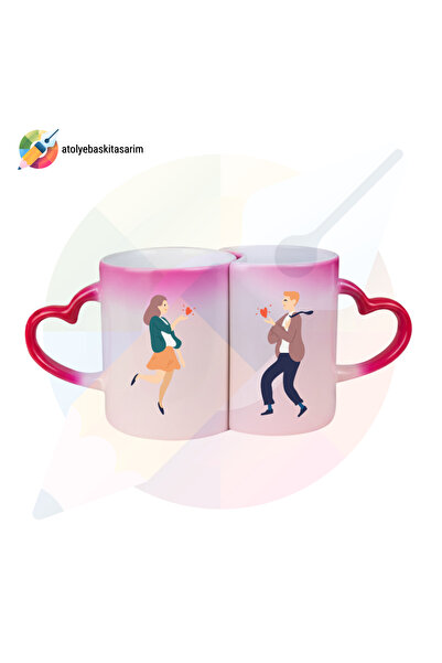 CERCİBAZAAR Magic Mug for Couples - Heat Changing Romantic Design, Special fo...