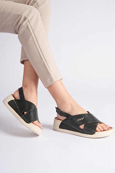 AYAKKABİSEPETİ Genuine Leather Orthopedic Women's Sandals