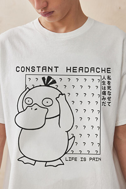Tee&more. Unisex Oversize Pokemon Psyduck Baskılı Premium T-shirt