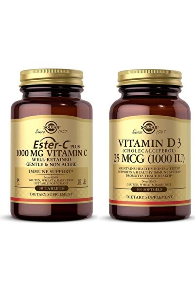 Solgar Ester-C Plus 1000 Mg 30 Tablets + Vitamin D3 1000Iu 100 Capsules