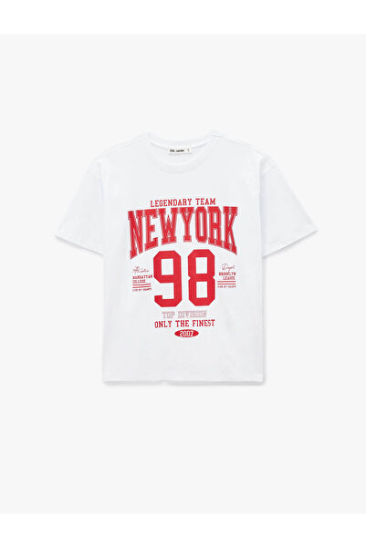 Koton Βαμβακερό Oversize Εκρού Γυναικείο T-Shirt 6SAL10084IK