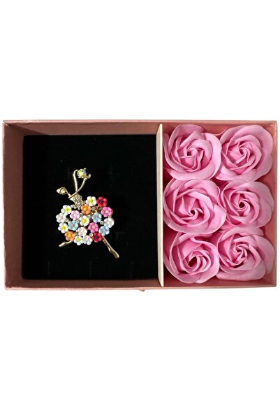 OEM Gift Box with Soap Roses and Dancing Marshmallow – 15x9.5x5 cm, Pink Bag