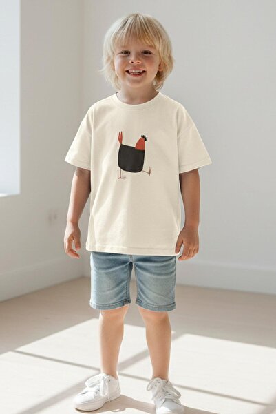 Monila Унисекс детска памучна тениска с щампа с кръгло деколте