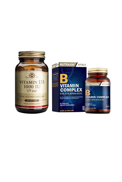 Solgar Vitamin D3 1000 Iu 100 Capsules + B Vitamin Complex Containing B1, B2,...
