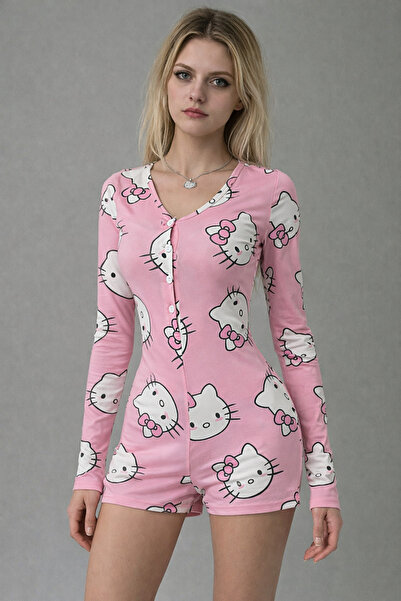 BYEN GİYİM Kadın Uzun Kollu Düğmeli Tulum Pijama – Yumuşak Kumaş Rahat Ev Giyimi