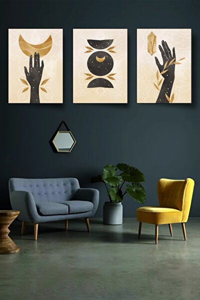 Sennight Bohem 3'lü Kanvas Tablo Seti 1