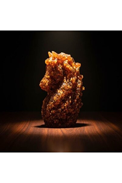 Unbraded Handmade Natural Baltic Amber Horse Head Sculpture