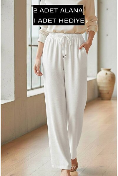 BTN BURUTEKİN 99 YAZ VE BAHARLIK, LASTİKLİ ESNEK CEPSİZ PALAZZO BOL KESİM PAN...