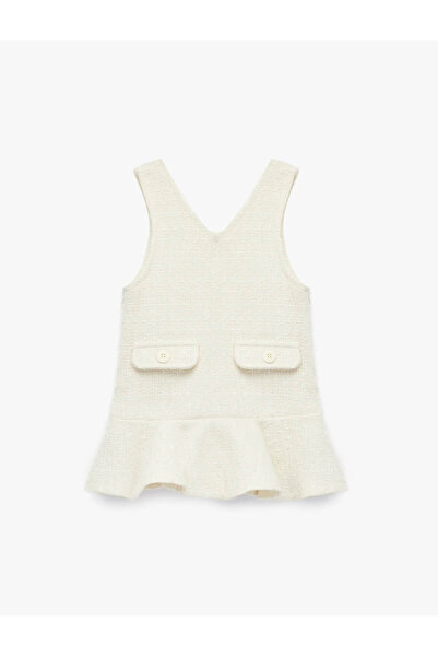 Koton Rochie pentru fetiță, fără mâneci, cu decolteu în V, ecru, 6SMG80064AW