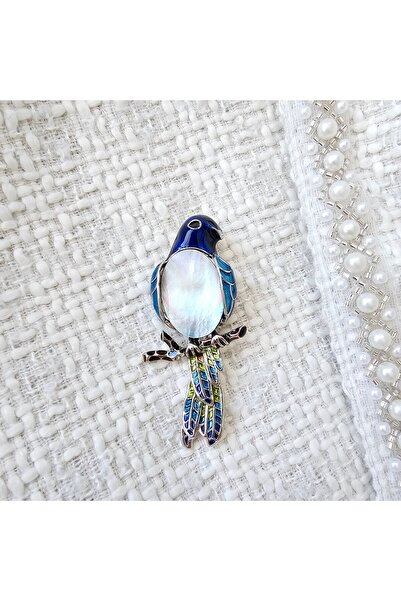 Abundo Parrot Brooch with Mother of Pearl and Resin