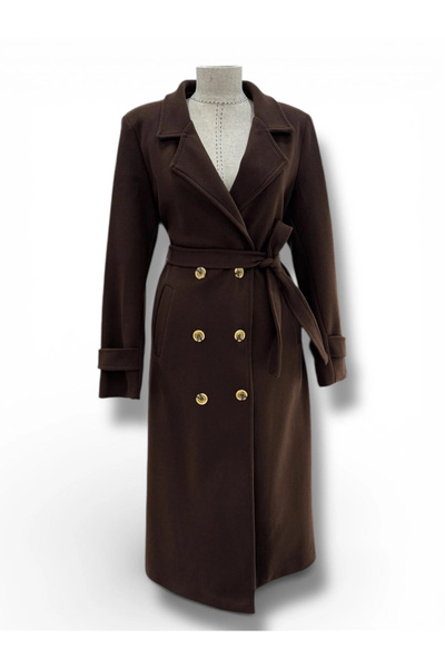 Butik Acı Kahve Renkli Düğme Detaylı Kaban Modelimiz