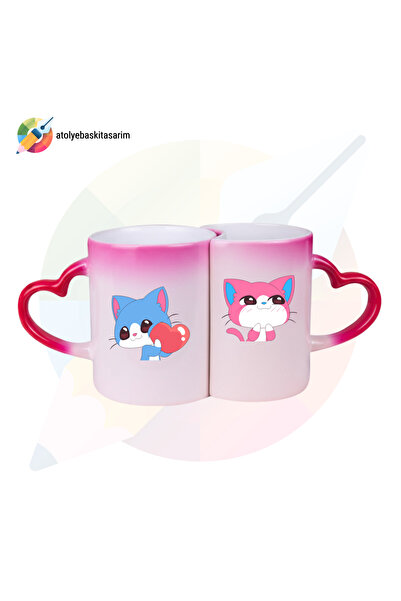 CERCİBAZAAR Magic Mug for Couples - Heat Changing Romantic Design, Special fo...