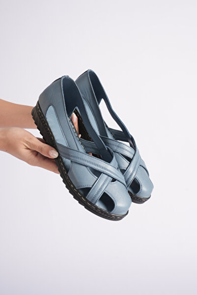 AYAKKABİSEPETİ Genuine Leather Orthopedic Women's Sandals