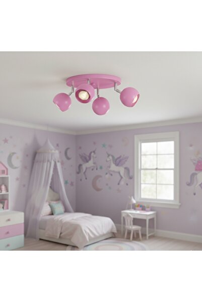 demet habek mylights GU10 DUY 4’lü Küre Şeker Pembe Bebek Odası LED Spot Aviz...