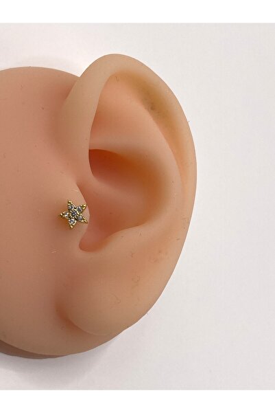 kurukafagift Helix Tragus Piercing Yıldız Figürlü Zirkon Taşlı 8 mm