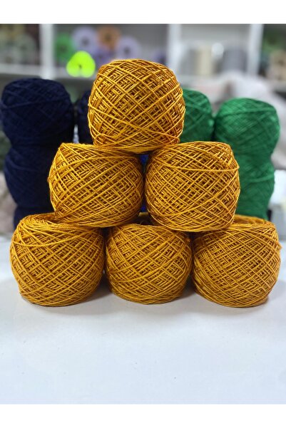 göçer Summer Hand Knitting Yarn Viscose Acrylic Color Mustard Yarn All Net 600Gr