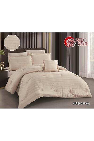 Red Rose Dreamy Microfiber King Size Quilt - Embroidered (7 Pieces) - Double ...