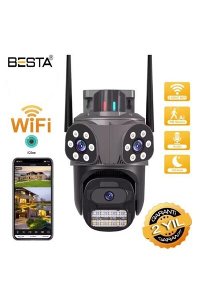 NW NessiWorld Outdoor Three-Camera Night Vision Full Hd Ip Smart Security Cam...