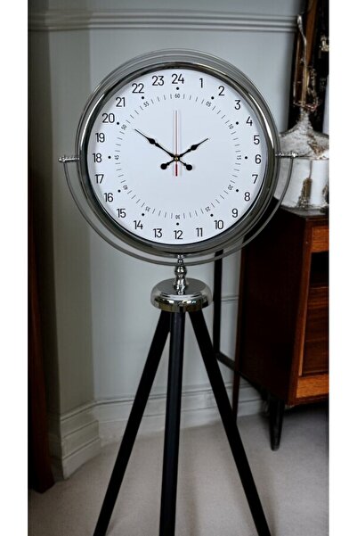 Nemere Chrome 24-Hour Display Special Design Tripod Stand Clock Nemerehome