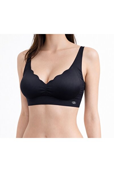 SİLVER MİRROR Laser Cut Padded Wide Strap Seamless Gathering Ghost Bralette Bra