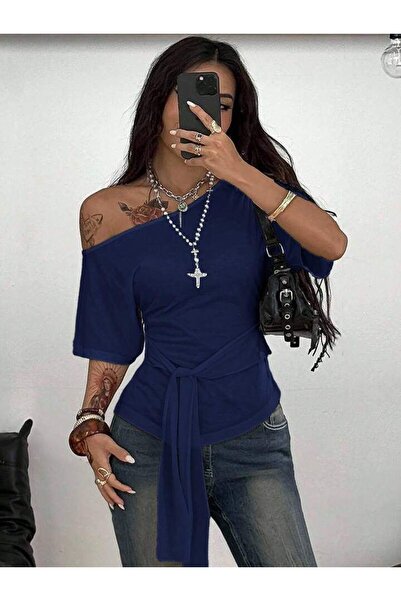 npLStore Women's Boat Neck Tie-Waist T-Shirt