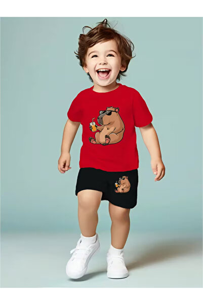 Cevval طقم تي شيرت وشورت جيب للأطفال