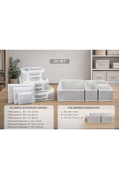 PONÇİK BEBEK 4 Compartment Drawer and Closet Organizer 10 Piece Set 6 Storage...