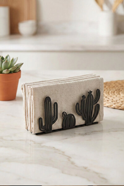 Işıl Concept Metal Table Napkin Holder, Cactus Figured, Modern & Decorative, ...
