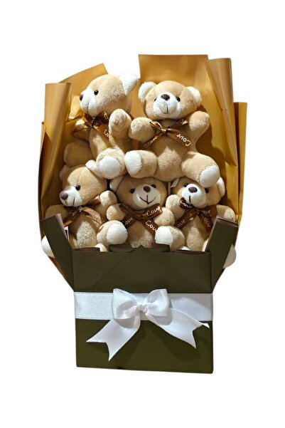 ciciki hediyelik Green Brown Cute Bear Blossom Bouquet