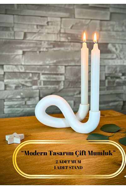 BRE HOME Modern Çift Mumluk – Minimalist Dekoratif Masa Mumluğu – Şık Tasarım...