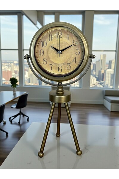 Leyaton Eskitme Vintage Üç Ayaklı Masa Saati